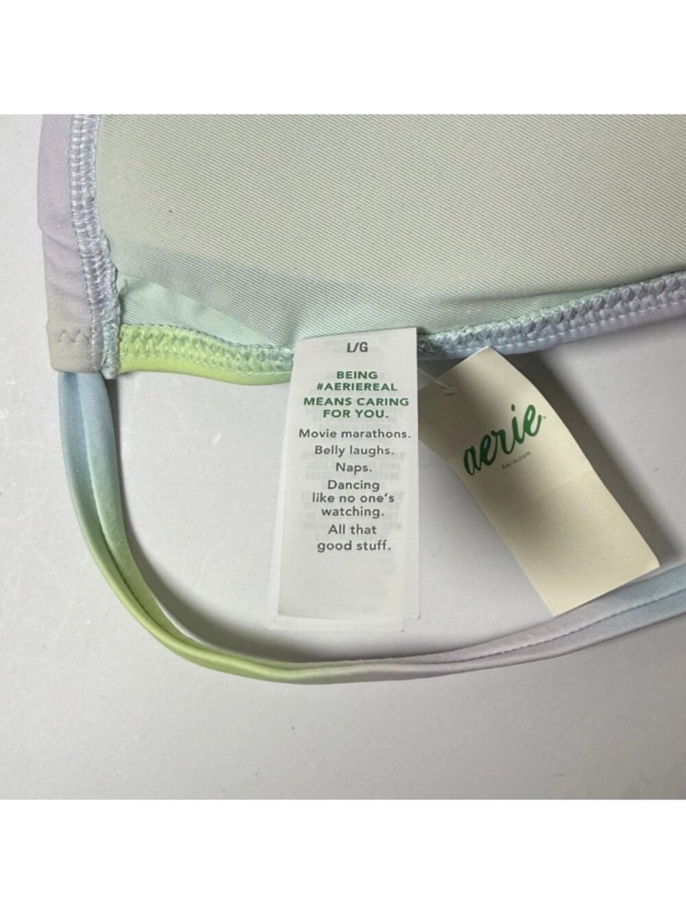 NWT Aerie Real Good Triangle Bikini Top Large Gradient Pastel Rainbow - Picture 4 of 7